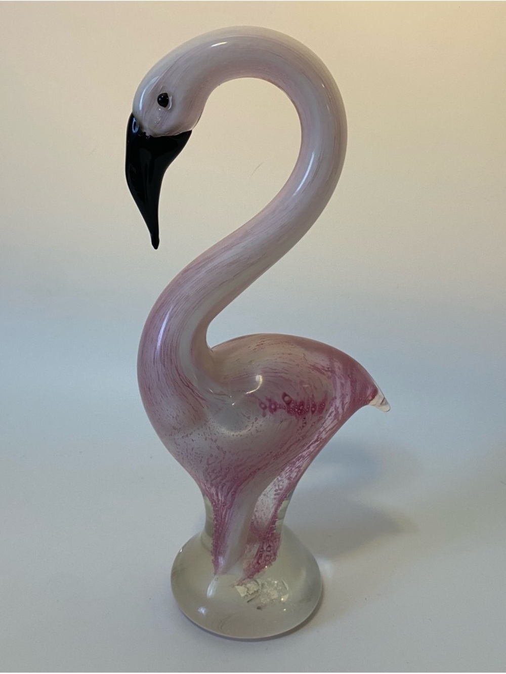 Handblown Pink Glass Flamingo Figurine